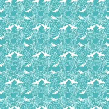 Halloween vector seamless pattern with web and bat Stock Illustration