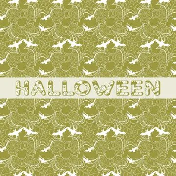 Halloween vector seamless pattern with web and bat Stock Illustration