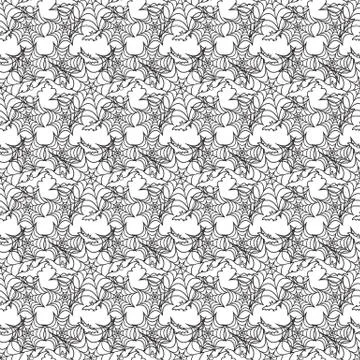 Halloween vector seamless pattern with web and bat イラスト素材