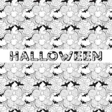 Halloween vector seamless pattern with web and bat Stock Illustration
