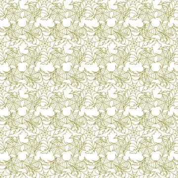 Halloween vector seamless pattern with web and bat Stock Illustration