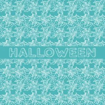 Halloween vector seamless pattern with web and bat Stock Illustration