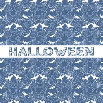 Halloween vector seamless pattern with web and bat 스톡 일러스트