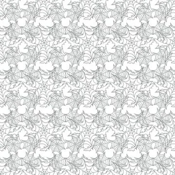 Halloween vector seamless pattern with web and bat Stock Illustration
