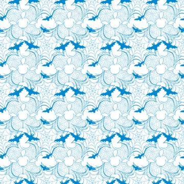 Halloween vector seamless pattern with web and bat 스톡 일러스트