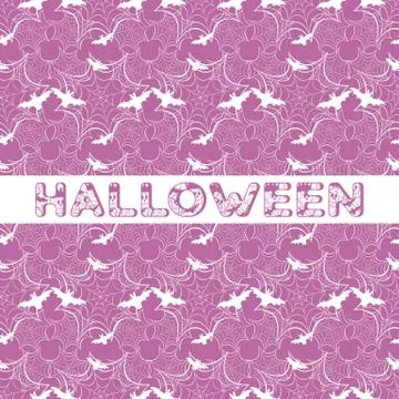 Halloween vector seamless pattern with web and bat Stock Illustration