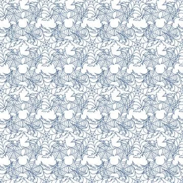 Halloween vector seamless pattern with web and bat Illustrazione stock