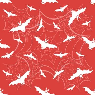 Halloween vector seamless pattern with web and bat Illustrazione stock