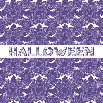 Halloween vector seamless pattern with web and bat イラスト素材