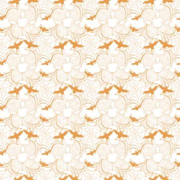 Halloween vector seamless pattern with web and bat Stock Illustration