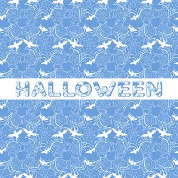 Halloween vector seamless pattern with web and bat Illustrazione stock