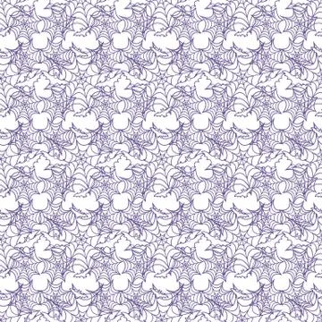 Halloween vector seamless pattern with web and bat Illustrazione stock