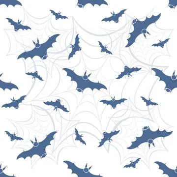 Halloween vector seamless pattern with web and bat Illustrazione stock