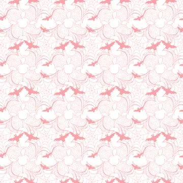 Halloween vector seamless pattern with web and bat Stock Illustration