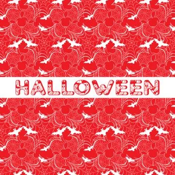 Halloween vector seamless pattern with web and bat Stock Illustration