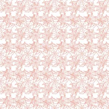 Halloween vector seamless pattern with web and bat Illustrazione stock