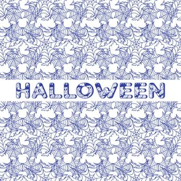 Halloween vector seamless pattern with web and bat 스톡 일러스트