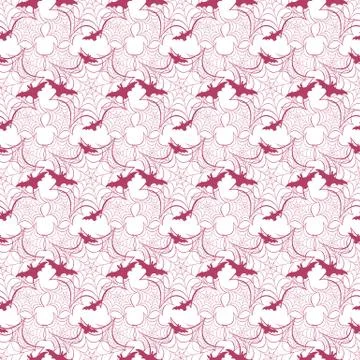Halloween vector seamless pattern with web and bat 스톡 일러스트