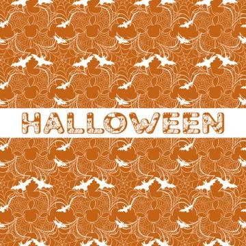 Halloween vector seamless pattern with web and bat Illustrazione stock