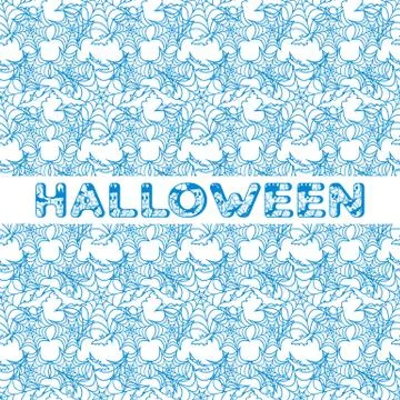 Halloween vector seamless pattern with web and bat Stock Illustration