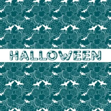 Halloween vector seamless pattern with web and bat 스톡 일러스트