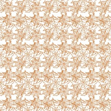 Halloween vector seamless pattern with web and bat Stock Illustration