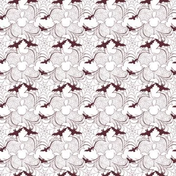 Halloween vector seamless pattern with web and bat Illustrazione stock