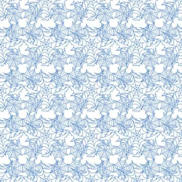 Halloween vector seamless pattern with web and bat Stock Illustration