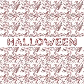 Halloween vector seamless pattern with web and bat Illustrazione stock
