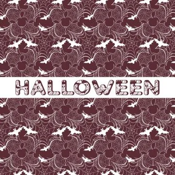 Halloween vector seamless pattern with web and bat 스톡 일러스트