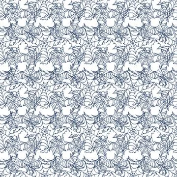 Halloween vector seamless pattern with web and bat Illustrazione stock