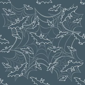 Halloween vector seamless pattern with web and bat Illustrazione stock