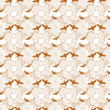 Halloween vector seamless pattern with web and bat イラスト素材