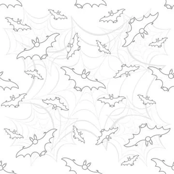 Halloween vector seamless pattern with web and bat Stock Illustration