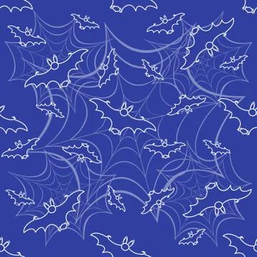 Halloween vector seamless pattern with web and bat 스톡 일러스트