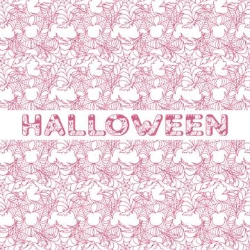 Halloween vector seamless pattern with web and bat Illustrazione stock