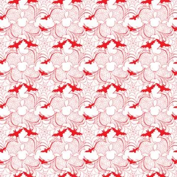 Halloween vector seamless pattern with web and bat Stock Illustration