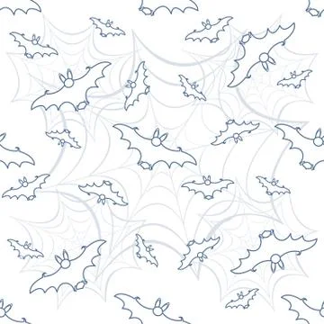 Halloween vector seamless pattern with web and bat Stock Illustration