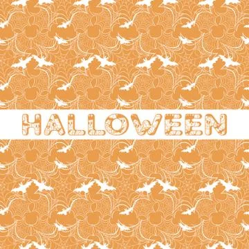 Halloween vector seamless pattern with web and bat Illustrazione stock