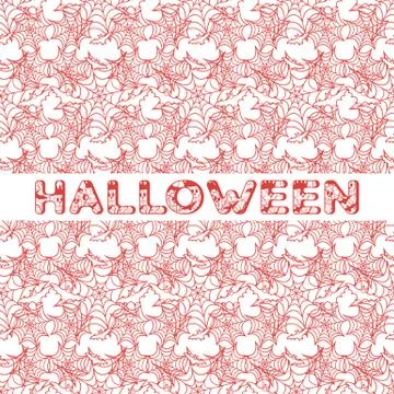 Halloween vector seamless pattern with web and bat Stock Illustration