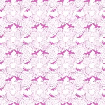 Halloween vector seamless pattern with web and bat Illustrazione stock