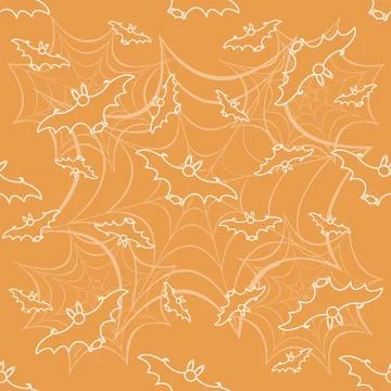 Halloween vector seamless pattern with web and bat Illustrazione stock