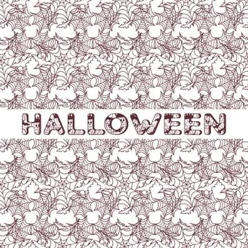 Halloween vector seamless pattern with web and bat Illustrazione stock