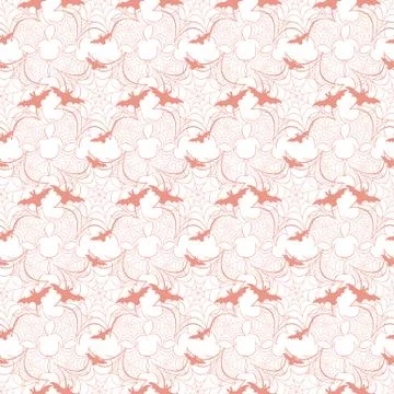 Halloween vector seamless pattern with web and bat Illustrazione stock