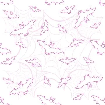 Halloween vector seamless pattern with web and bat Illustrazione stock