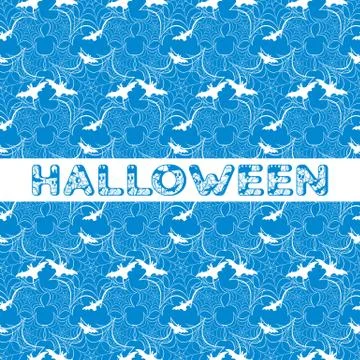 Halloween vector seamless pattern with web and bat Stock Illustration
