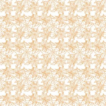 Halloween vector seamless pattern with web and bat Stock Illustration