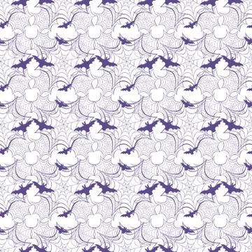 Halloween vector seamless pattern with web and bat Illustrazione stock
