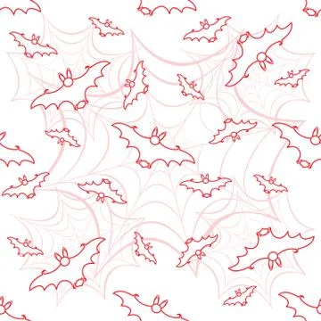 Halloween vector seamless pattern with web and bat Stock Illustration