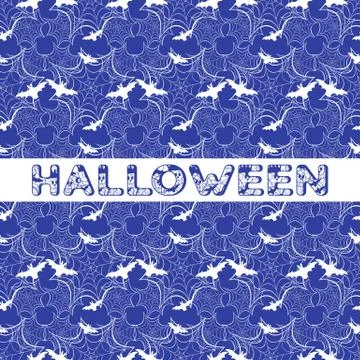 Halloween vector seamless pattern with web and bat Illustrazione stock